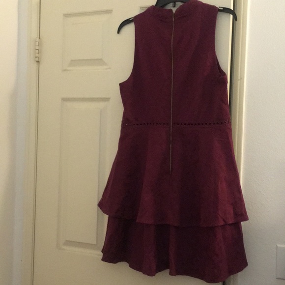 Maroon Damask Brocade Tiered Dress - Picture 5 of 7